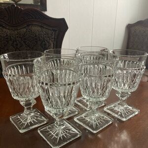 VTG Indiana Glass “Mt Vernon” clear footed goblets - set of 6
